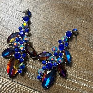 Elegant Blue and Multicolor Crystal Earrings